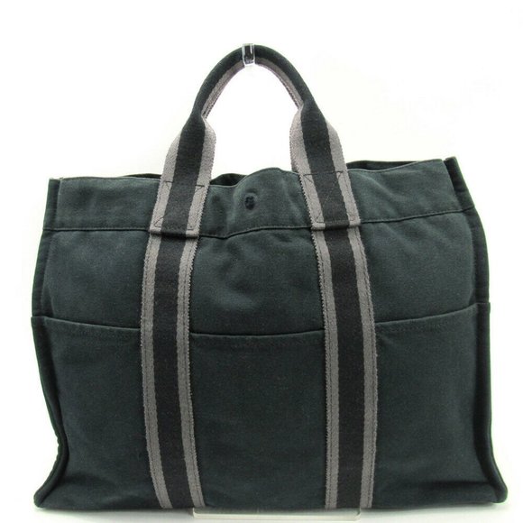 HERMES tote bag Furutu gray gray cotton 100% Auth used T16730 - Picture 1 of 8